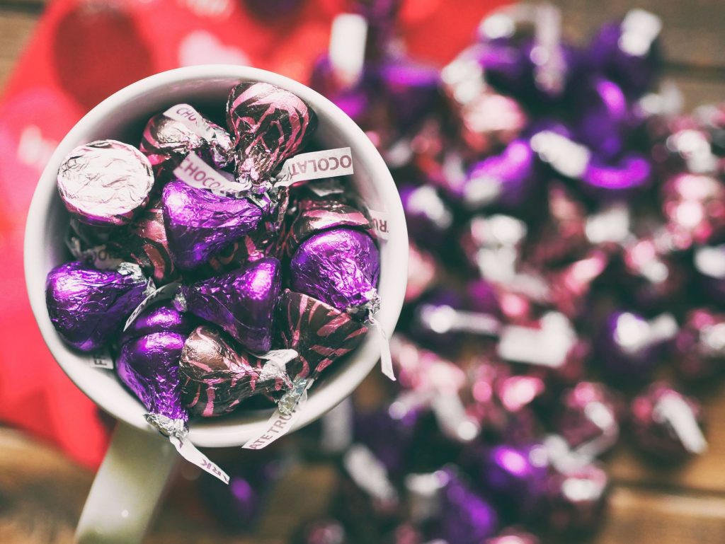 Detalle de caramelos kiss